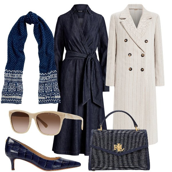 Outfit donna - Total look #2038580. Stile Bon Ton per Serata fuori. Abbinamento con cappotti, occhiali da sole, décolleté, vestiti, sciarpe, borse a mano.