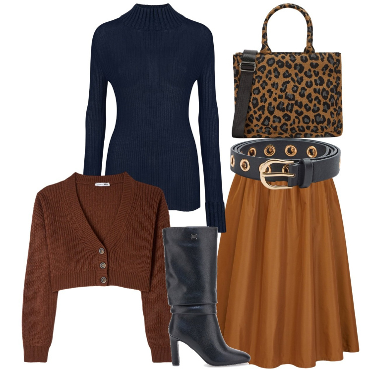 Outfit donna - Gonne midi per ogni occasione - Focus Do. Stile Bon Ton per Ufficio. Abbinamento con cardigans, shopping bag, cinture, stivali, maglieria, gonne lunghe.