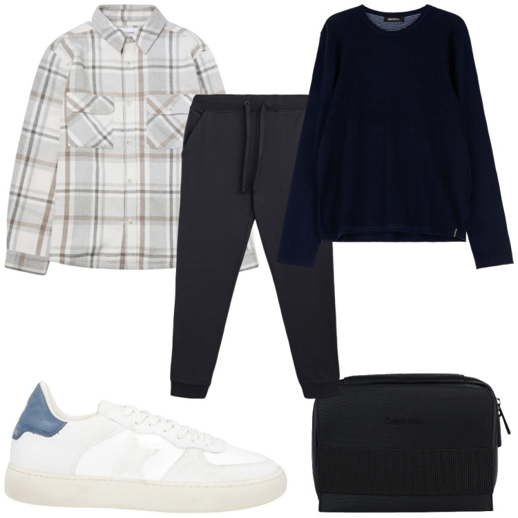 Outfit uomo - Total look #2038656. Stile Casual per Tutti i giorni. Abbinamento con borse sportive, sneakers, maglieria, pantaloni, cappotti.