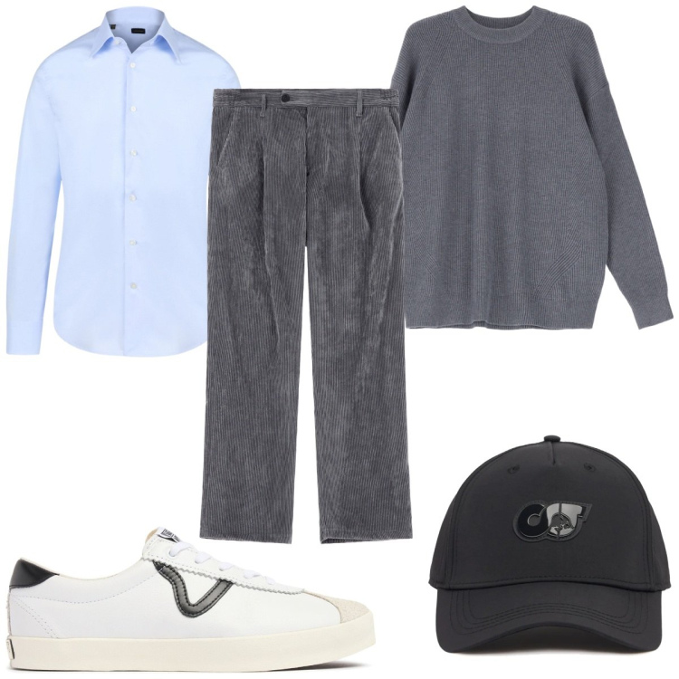 Outfit uomo - Total look #2038660. Stile Trendy per Tutti i giorni. Abbinamento con pantaloni, pullovers, camicie, cappelli, sneakers.