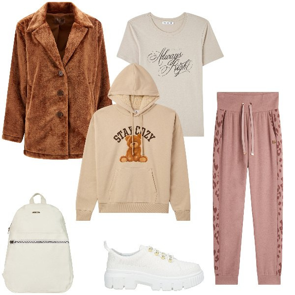 Outfit donna - Gym Style. Stile Sporty chic per Sport. Abbinamento con sneakers, felpe con cappuccio, t-shirt, pantaloni, cappotti, zaini.
