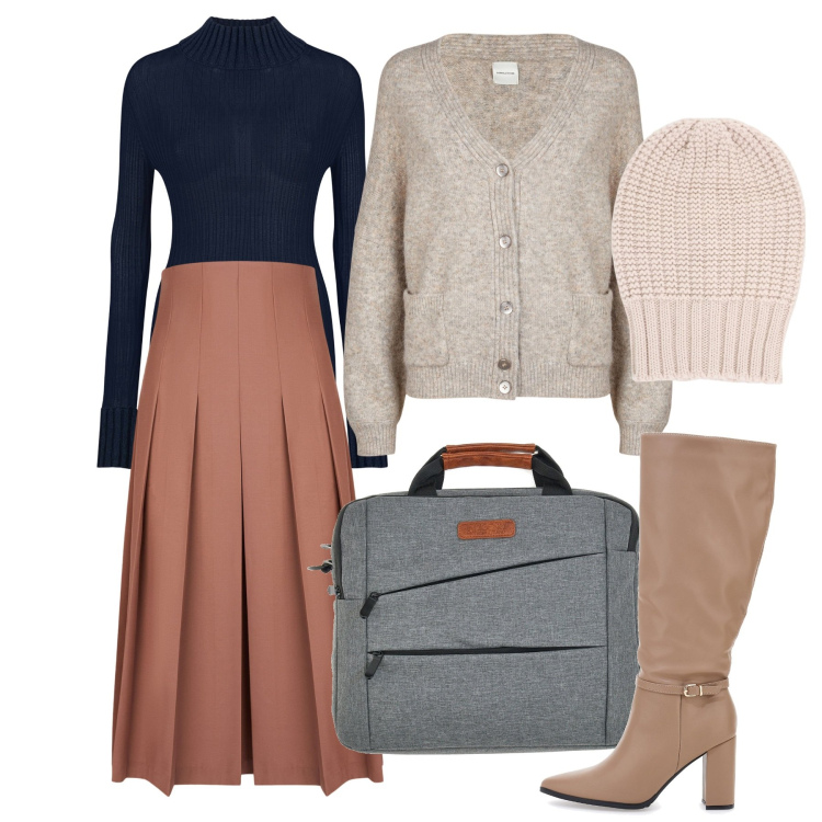 Outfit donna - Gonne midi per ogni occasione - Focus Do. Stile Bon Ton per Ufficio. Abbinamento con berretti, maglieria, gonne longuette, borse a mano, stivali, cardigans.