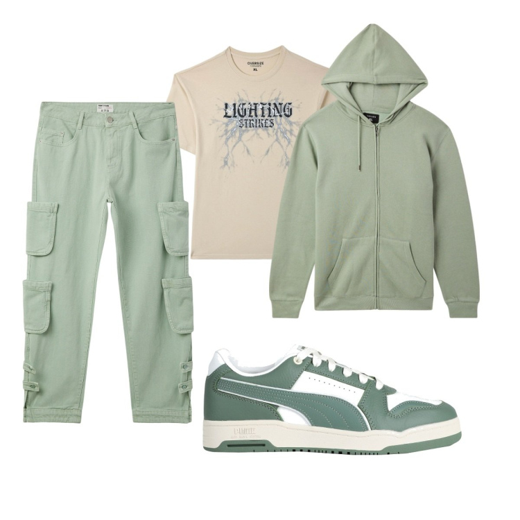 Outfit uomo - Total look #2038730. Stile Casual per Tutti i giorni. Abbinamento con sneakers, jeans, t-shirt, felpe con cappuccio.