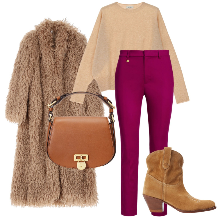 Outfit donna - Urban escape. Stile Urban per Ufficio. Abbinamento con cappotti, stivaletti, pantaloni, borse a tracolla, pullovers.