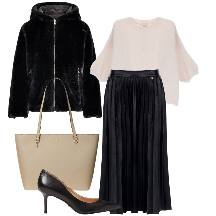Outfit donna - Gonna midi per ogni occasione. Stile Bon Ton per Serata fuori. Abbinamento con gonne longuette, pullovers, borse tote, décolleté, blazer.
