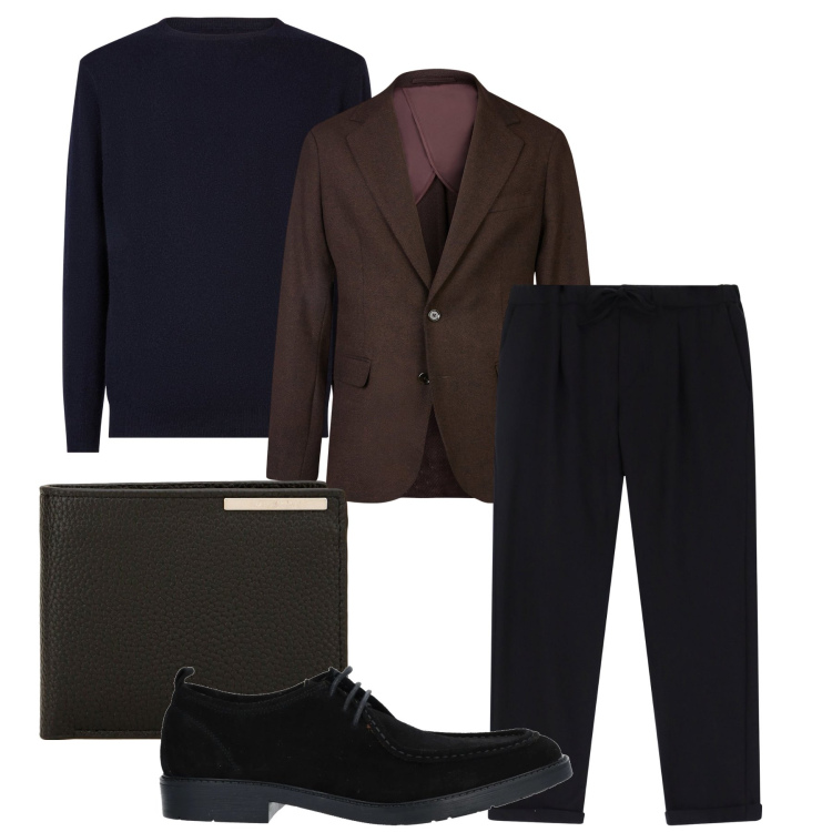 Outfit uomo - I mocassini a punta. Stile Business/Elegante per Serata speciale. Abbinamento con scarpe stringate, portafogli, pantaloni, giacche, maglieria.