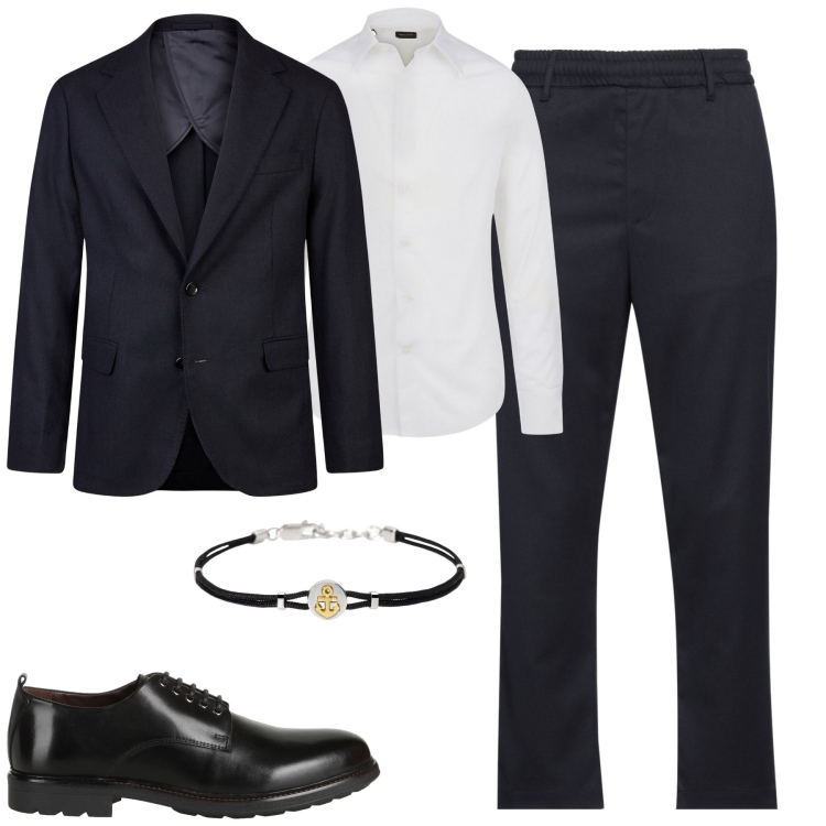 Outfit uomo - City. Stile Business/Elegante per Tutti i giorni. Abbinamento con scarpe stringate, pantaloni, braccialetti, giacche, camicie.