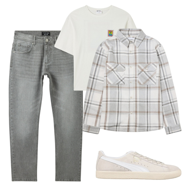 Outfit uomo - City. Stile Casual per Tutti i giorni. Abbinamento con sneakers, t-shirt, jeans, cappotti.