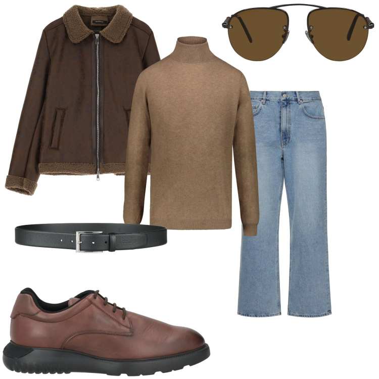 Outfit uomo - Bello Bello. Stile Trendy per Tutti i giorni. Abbinamento con cinture, sneakers, occhiali da sole, giacche, maglieria, jeans.