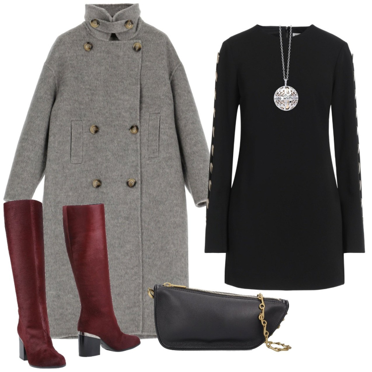 Outfit donna - Corto e chic. Stile Chic per Tutti i giorni. Abbinamento con stivali, vestiti corti, collane, cappotti, borse a spalla.