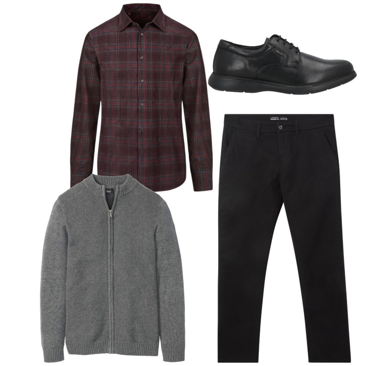 Outfit uomo - Camicie a quadri: ritorno al classico. Stile Casual per Tutti i giorni. Abbinamento con cardigans, scarpe stringate, pantaloni chino, camicie.
