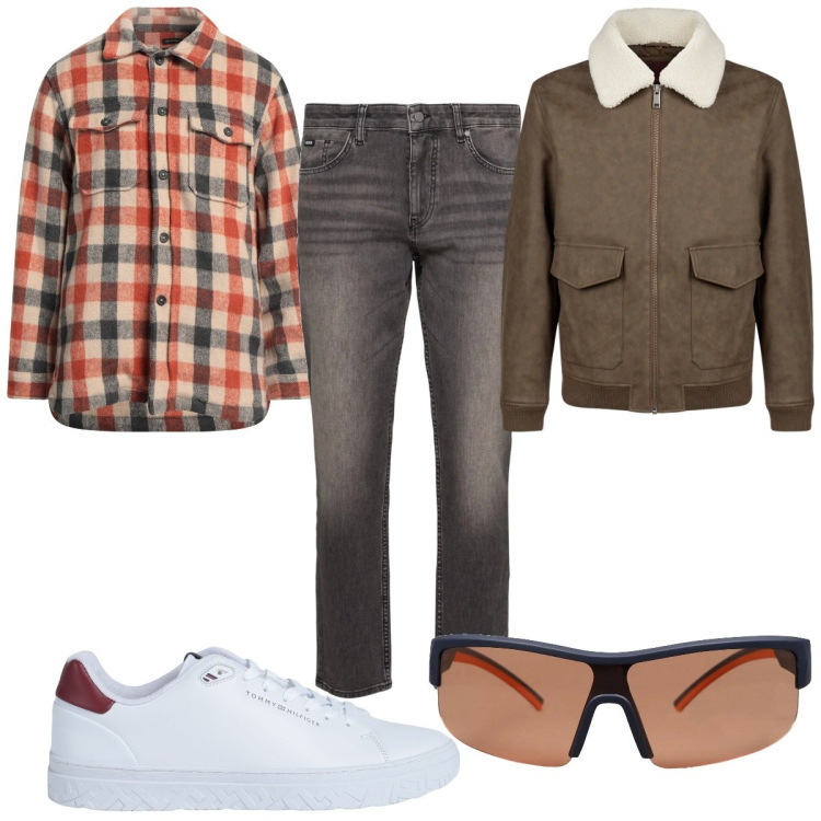 Outfit uomo - Camicia a quadri e jeans. Stile Trendy per Tutti i giorni. Abbinamento con camicie, occhiali da sole, sneakers, giacche, jeans.