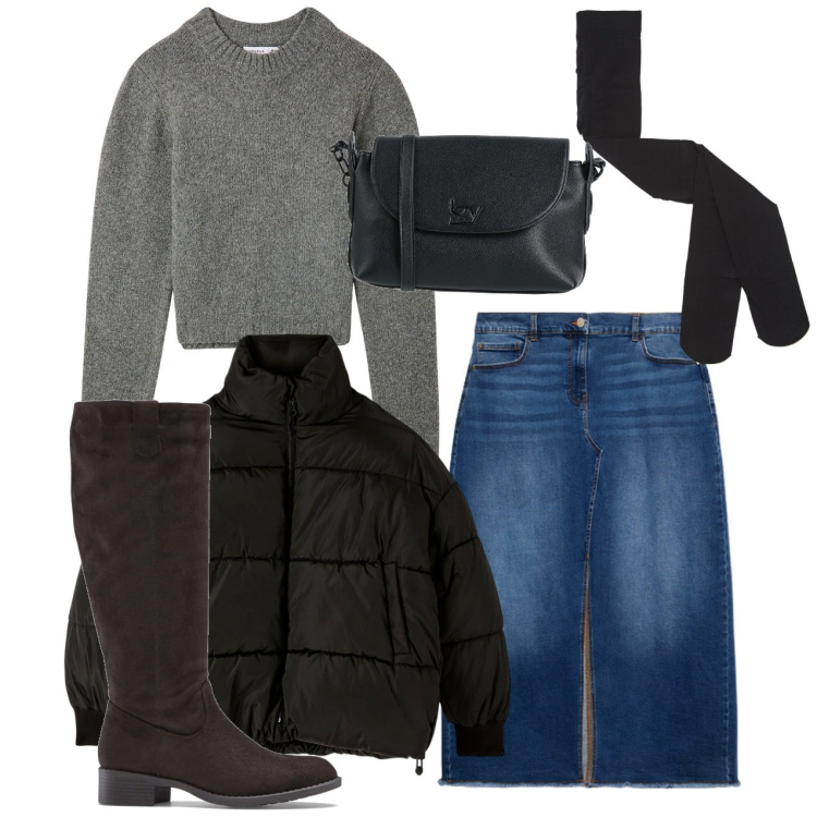 Outfit donna - Una gonna in gennaio - @danipoetessa73. Stile Urban per Tutti i giorni. Abbinamento con stivali, borse a tracolla, collant, piumini, maglieria, gonne lunghe.