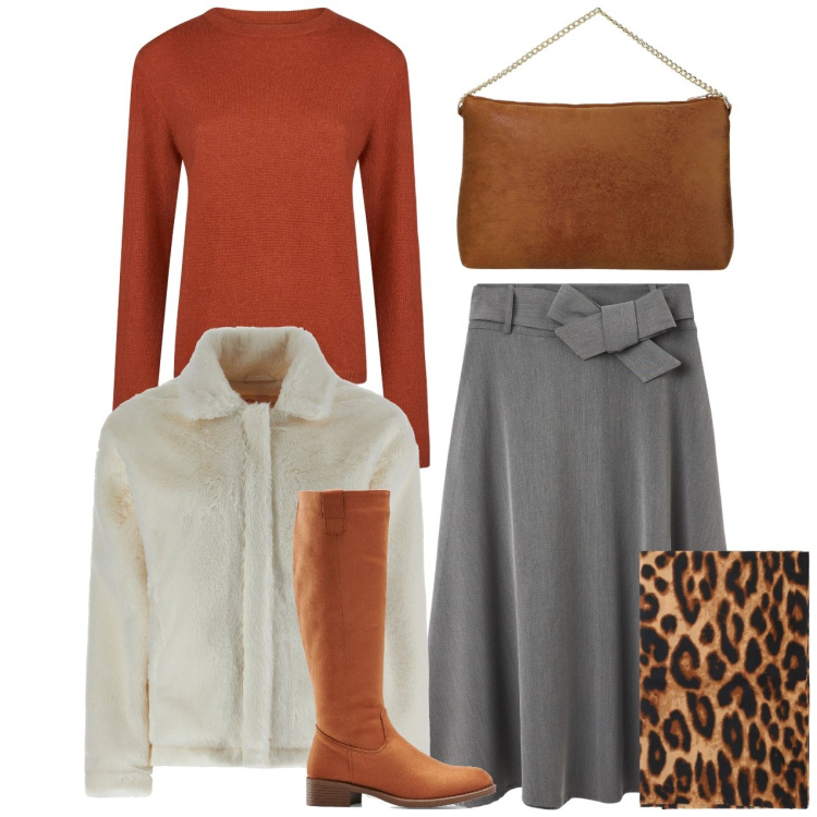 Outfit donna - Passeggiata bon ton. Stile Bon Ton per Tutti i giorni. Abbinamento con stivali, gonne lunghe, stole, cappotti, pochette, maglieria.