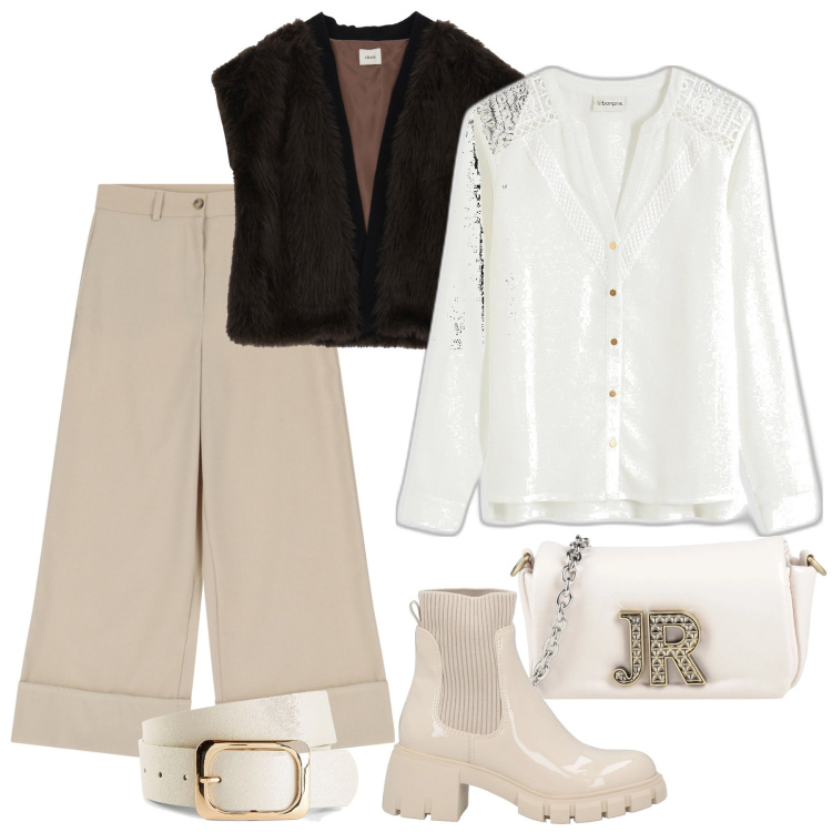 Outfit donna - Total look #2039586. Stile Casual per Ufficio. Abbinamento con cinture, bluse, stivaletti, borse a tracolla, blazer, pantaloni.