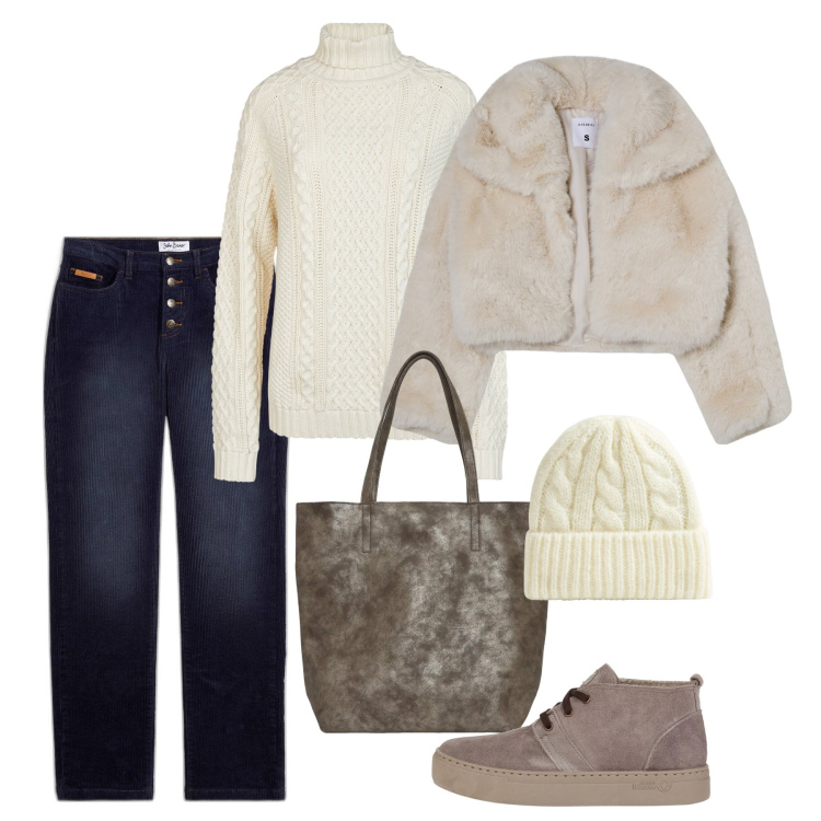 Outfit donna - Burro a gennaio. Stile Casual chic per Tutti i giorni. Abbinamento con pantaloni, stivaletti, blazer, berretti, borse tote, maglieria.