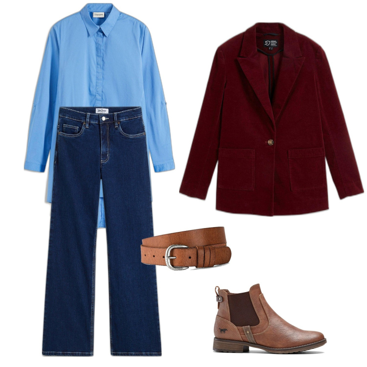 Outfit donna - Mannish style. Stile Mannish per Tutti i giorni. Abbinamento con cinture, jeans, blazer, camicie, stivaletti chelsea.