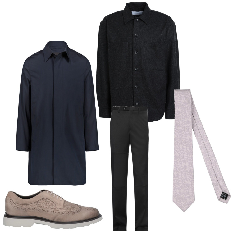 Outfit uomo - La cravatta. Stile Business/Elegante per Ufficio. Abbinamento con scarpe stringate, pantaloni, cravatte, camicie, giacche.