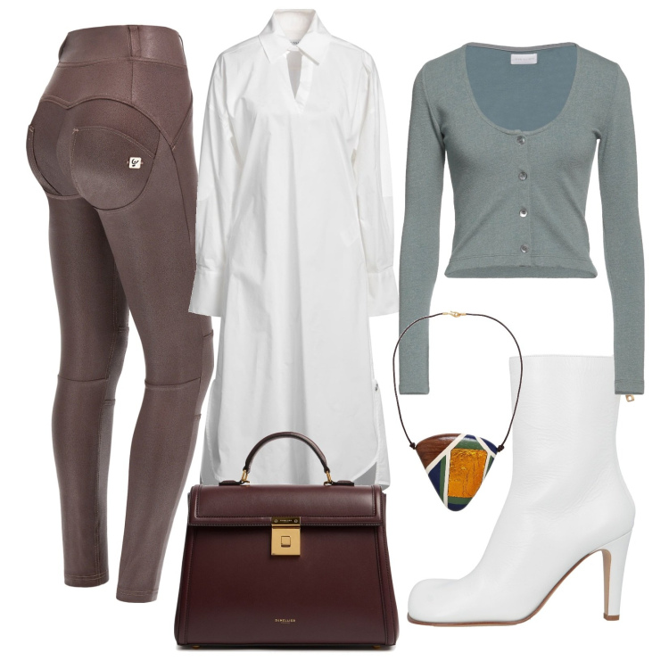 Outfit donna - Total look #2039957. Stile Casual per Serata fuori. Abbinamento con collane, vestiti midi/longuette, stivaletti, cardigans, pantaloni skinny, borse a mano.