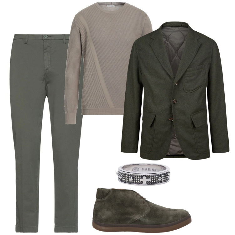Outfit uomo - City. Stile Urban per Tutti i giorni. Abbinamento con pullovers, stivali e stivaletti, pantaloni, anelli, giacche.