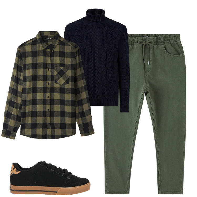 Outfit uomo - City. Stile Casual per Tutti i giorni. Abbinamento con sneakers, camicie, pantaloni, maglieria.