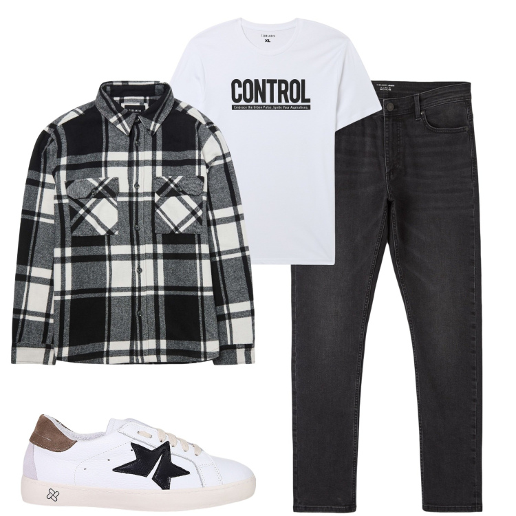 Outfit uomo - City. Stile Casual per Tutti i giorni. Abbinamento con t-shirt, jeans skinny, cappotti, sneakers.