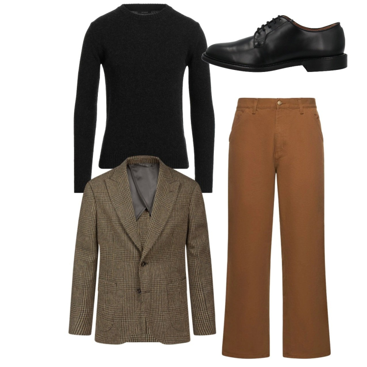 Outfit uomo - City. Stile Trendy per Serata speciale. Abbinamento con pullovers, scarpe stringate, giacche, jeans.