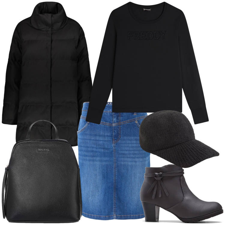 Outfit donna - Calde commissioni. Stile Basic per Tutti i giorni. Abbinamento con gonne, stivaletti, cappelli, zaini, felpe, cappotti.