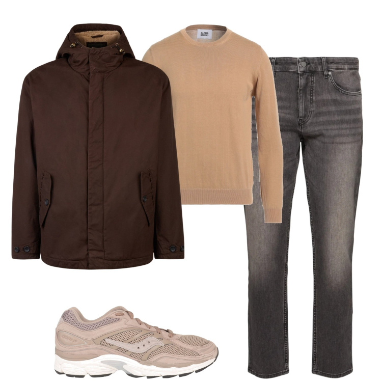 Outfit uomo - Total look #2040158. Stile Casual per Tutti i giorni. Abbinamento con pullovers, sneakers, giacche, jeans.