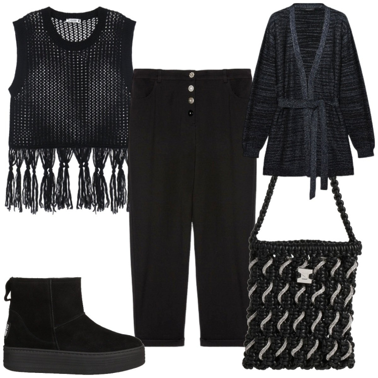 Outfit donna - Total look #2040293. Stile Etnico per Tutti i giorni. Abbinamento con stivaletti, borse a mano, maglieria, pantaloni, cardigans.