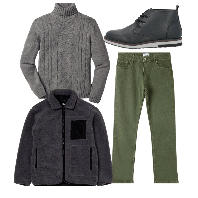 Outfit uomo - City. Stile Casual per Tutti i giorni. Abbinamento con maglieria, stivali e stivaletti, pantaloni, giacche.