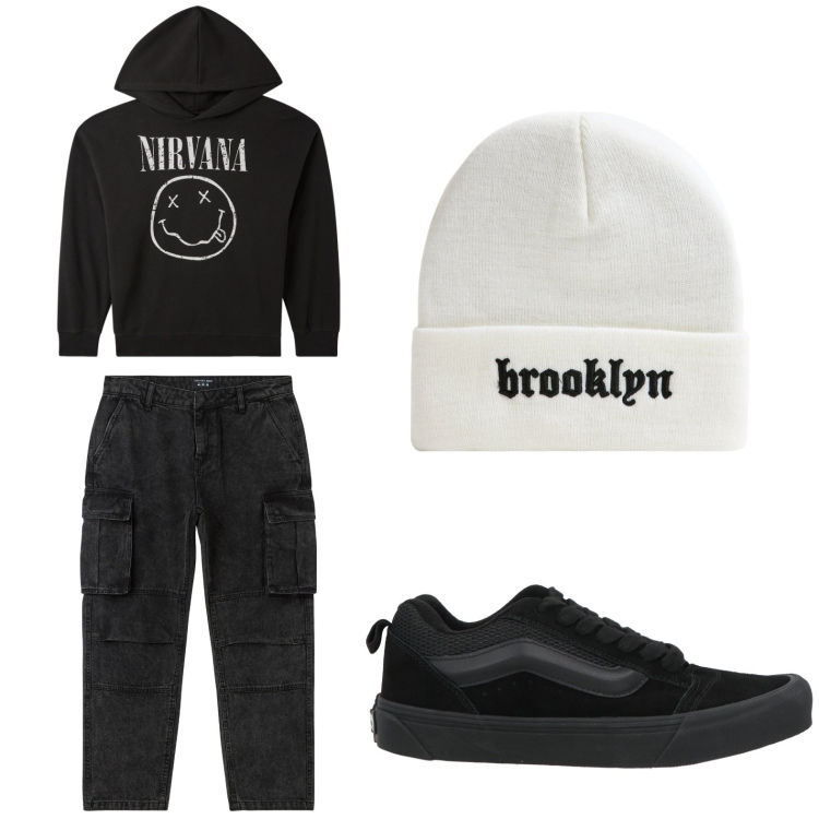 Outfit uomo - Comodo e bello. per Tutti i giorni. Abbinamento con sneakers, felpe con cappuccio, berretti, jeans.