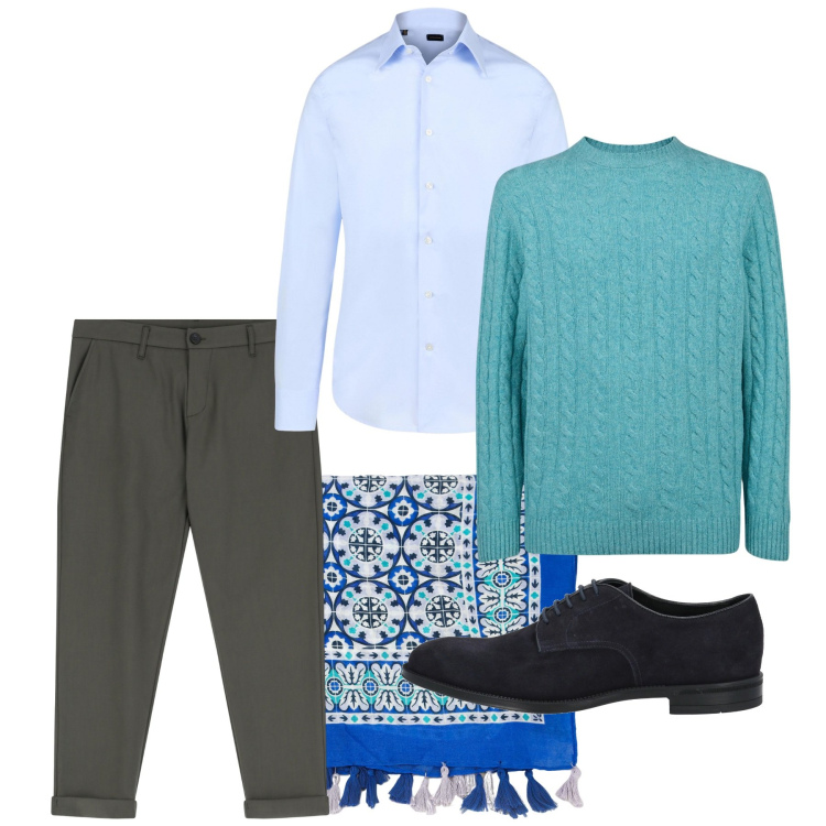 Outfit uomo - Sgargiante. Stile Casual per Tutti i giorni. Abbinamento con scarpe stringate, sciarpe, pantaloni, maglieria, camicie.