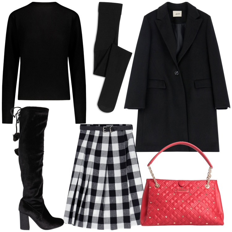 Outfit donna - Una gonna in gennaio - danipoetessa73. Stile Bon Ton per Tutti i giorni. Abbinamento con collant, stivali sopra il ginocchio, borse a mano, gonne, cappotti, maglieria.