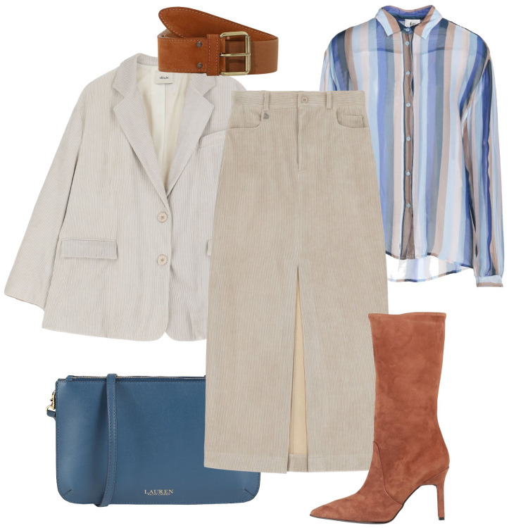 Outfit donna - Lunga in velluto - @danipoetessa73. Stile Glamour per Ufficio. Abbinamento con stivali, camicie, borse a tracolla, gonne lunghe, blazer, cinture.