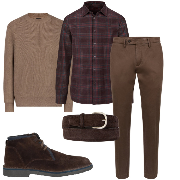 Outfit uomo - Camicia a quadri. Stile Casual per Tutti i giorni. Abbinamento con stivali e stivaletti, maglieria, cinture, pantaloni chino, camicie.