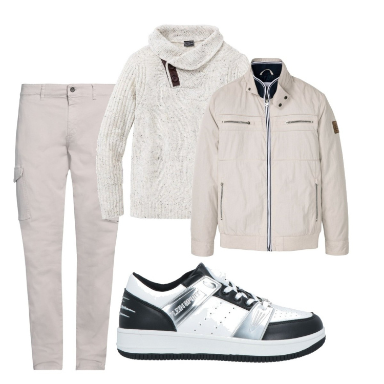 Outfit uomo - Total look #2040700. Stile Casual per Tutti i giorni. Abbinamento con maglieria, giacche, sneakers, pantaloni cargo.