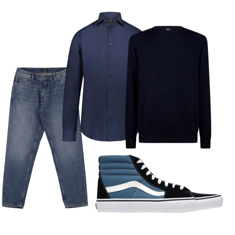 Outfit uomo - Total look #2040801. Stile Casual per Tutti i giorni. Abbinamento con sneakers, jeans, camicie, maglieria.