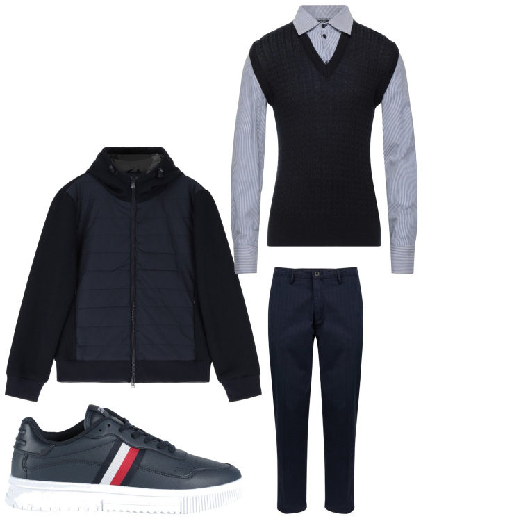 Outfit uomo - Con le sneakers. Stile Casual per Tutti i giorni. Abbinamento con sneakers, pullovers, piumini, pantaloni.