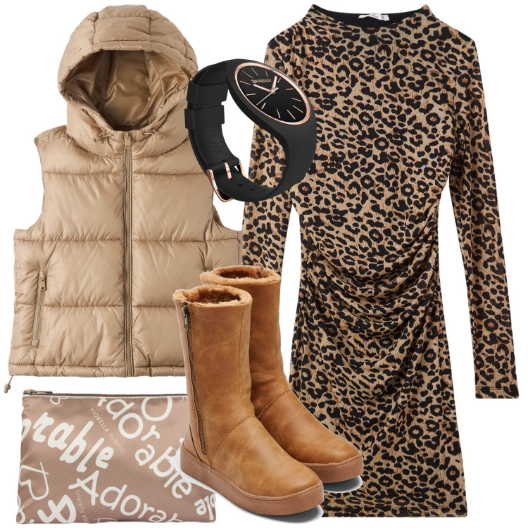 Outfit donna - Un adorabile caldo aperitivo. Stile Trendy per Serata fuori. Abbinamento con stivali, piumini, vestiti lunghi, orologi, pochette.