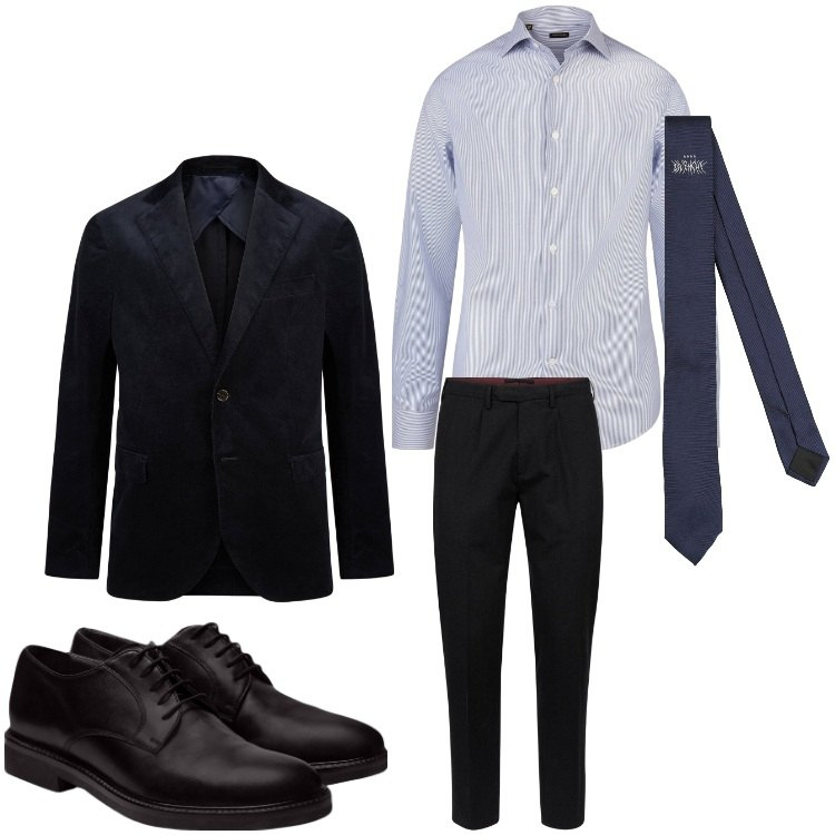 Outfit uomo - Mister. Stile Business/Elegante per Ufficio. Abbinamento con cravatte, giacche, camicie, pantaloni, scarpe stringate.