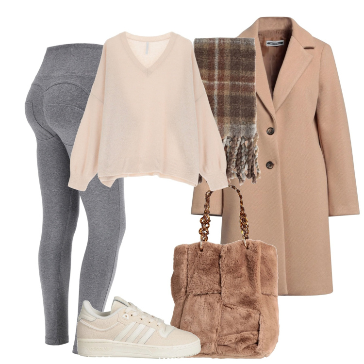 Outfit donna - Relax. Stile Casual chic per Tutti i giorni. Abbinamento con borse a mano, sneakers, sciarpe, cappotti, maglieria, pantaloni skinny.