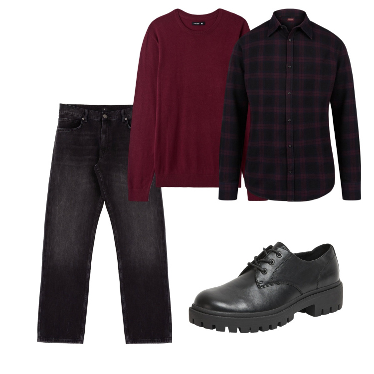 Outfit uomo - Casual. Stile Casual per Tutti i giorni. Abbinamento con jeans dritti, scarpe stringate, maglieria, camicie.