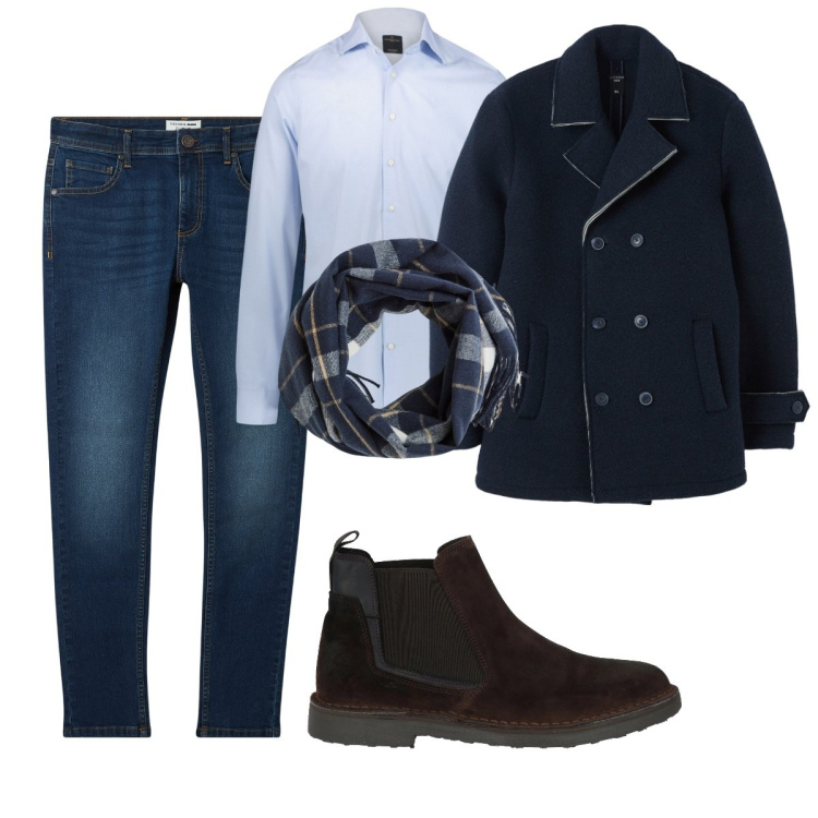 Outfit uomo - Total look #2041294. Stile Trendy per Tutti i giorni. Abbinamento con stivali e stivaletti, giacche, jeans skinny, sciarpe, camicie.