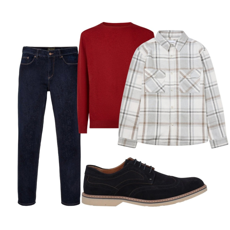 Outfit uomo - Total look #2041346. Stile Trendy per Tutti i giorni. Abbinamento con jeans dritti, scarpe stringate, cappotti, maglieria.