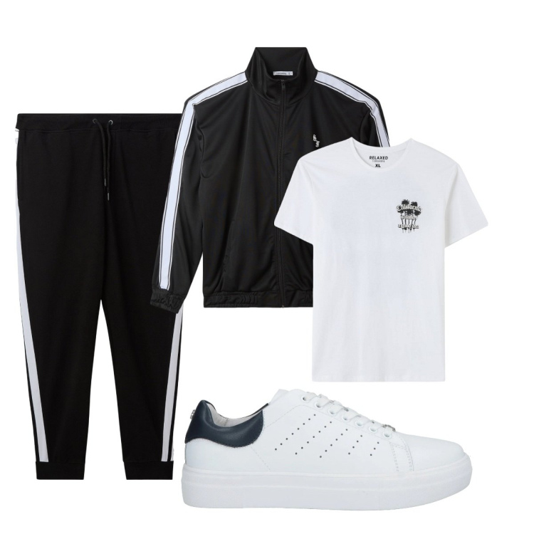 Outfit uomo - Total look #2041359. Stile Casual per Sport. Abbinamento con sneakers, t-shirt, pantaloni, felpe.