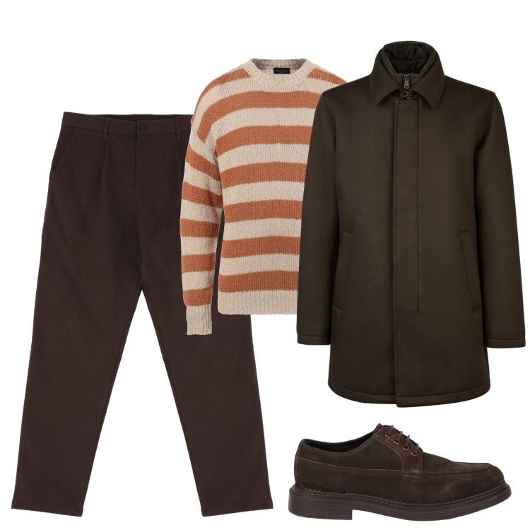 Outfit uomo - City. Stile Urban per Tutti i giorni. Abbinamento con pullovers, pantaloni chino, scarpe stringate, cappotti.