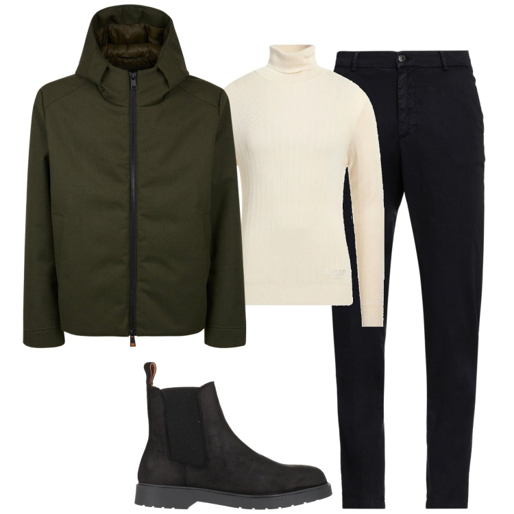 Outfit uomo - Total look #2041510. Stile Urban per Tutti i giorni. Abbinamento con maglieria, stivali e stivaletti, pantaloni chino, giacche.