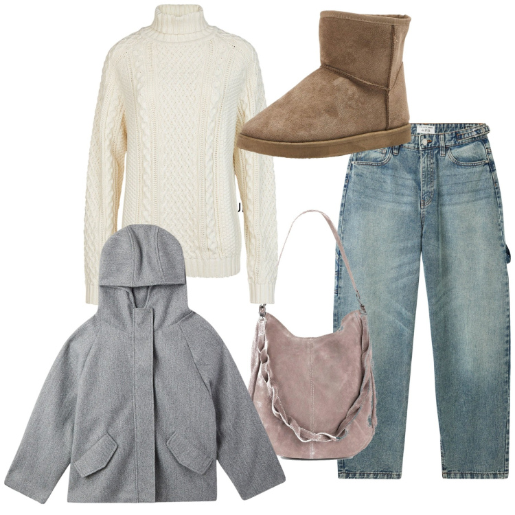 Outfit donna - Casual chic. Stile Casual chic per Tutti i giorni. Abbinamento con borse a mano, stivaletti, jeans, blazer, maglieria.