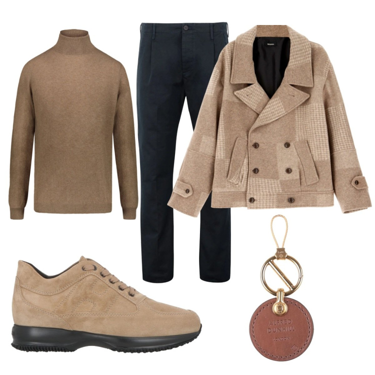Outfit uomo - Total look #2041675. Stile Trendy per Tutti i giorni. Abbinamento con sneakers, portachiavi, pantaloni, cappotti, maglieria.